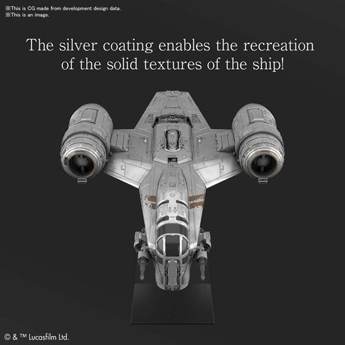 Bandai 2557092 Star Wars: The Mandalorian Razor Crest Silver Coating Version Vehicle Model Kit