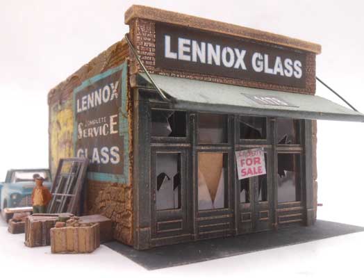 Downtown Deco 62 Lennox Glass -- Cast-Hydrocal & Laser-Cut Kit - 5-1/2 x 8" 14 x 20.3cm, O Scale