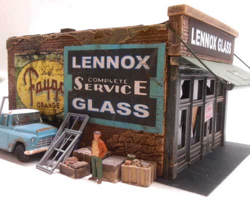 Downtown Deco 62 Lennox Glass -- Cast-Hydrocal & Laser-Cut Kit - 5-1/2 x 8" 14 x 20.3cm, O Scale