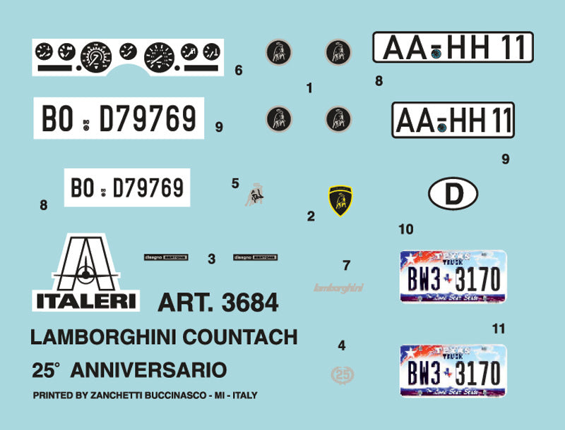 Italeri 3684 - SCALE 1 : 24 LAMBORGHINI COUNTACH 25th Anniversary