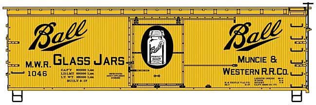 Accurail HO 1316 36' Double-Sheathed Wood Boxcar with Steel Roof, Ends, Fishbelly Underframe Kit, Muncie & Western