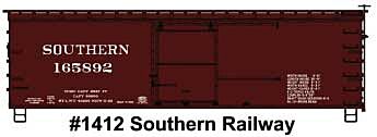 Accurail HO 1412 36' Double-Sheathed Wood Boxcar with Steel Roof, Ends, Straight Underframe, Ki, Southern Railway