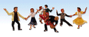 Woodland Scenics HO A1950 Scenic Accents, Swingin' Sensation, 4 Couples Dancing