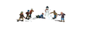 Woodland Scenics N A2183 Scenic Accents Figures, Snowball Fight, 6 Kids, 1 Snowman, 3 Piles of Snows