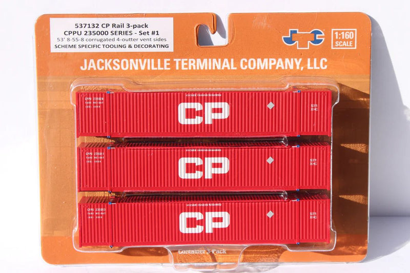 Jacksonville Terminal Company N 537132 53' High Cube Containers with Magnetic System, Canadian Pacific Set