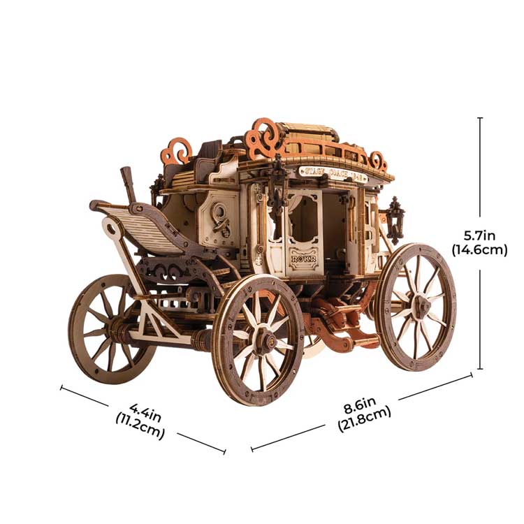 Robotime AMKA1 ROKR Stagecoach Mechanical Music Box Kit, 3D Puzzle