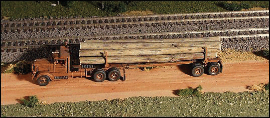 GHQ 56-008 American Truck - (Unpainted Metal Kit) -- 1941 344 Tractor w/Logging Trailer, N Scale