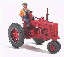 GHQ 60-001 Farm Machinery -- "Red" Super M-TA Tractor with Farmer Figure, HO