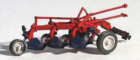 GHQ 60-003 Farm Machinery (Unpainted Metal Kit) -- "Red" Little Gem 3-Bottom Plow, HO