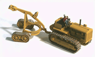 GHQ 61-004 Construction Equipment (Unpainted Metal Kit) -- 1940s D8/8R Crawler Tractor w/Logging Arch & Operator Figure, HO