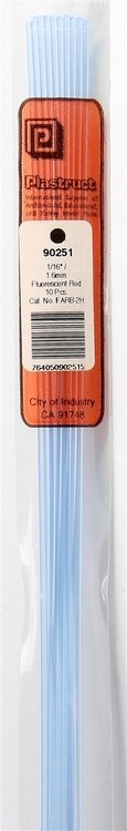 Plastruct 90251 FARB-2H Fluorescent Blue Acrylic Round Rod, 1/16" (10) (d)
