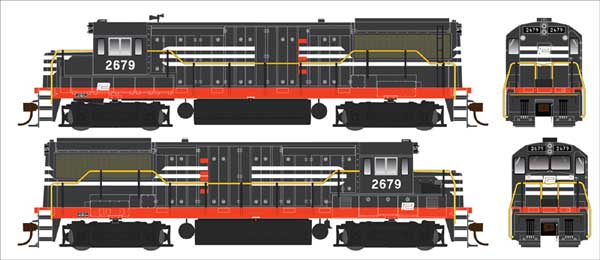 Bowser 25155 GE U25B Phase IV - Standard DC -- Penn Central 2679 (Patched ex-NH, black, white, red), HO