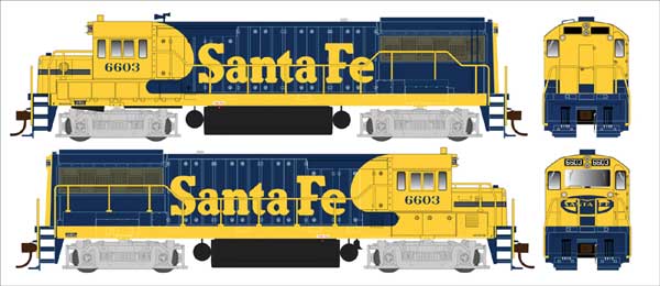 Bowser 25177 GE U25B Phase IIa - LokSound and DCC -- Santa Fe 6609 (Warbonnet, blue, yellow), HO