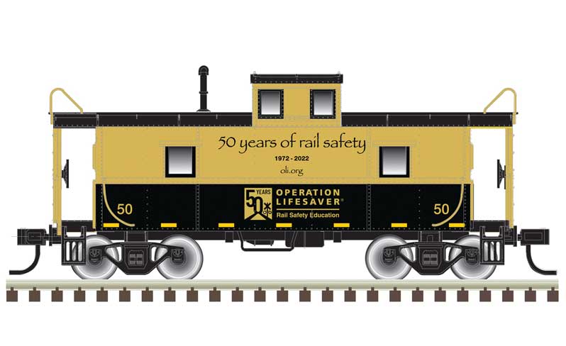 Atlas N 50006266 C&O-Style Steel Center-Cupola Caboose, Operation Lifesaver