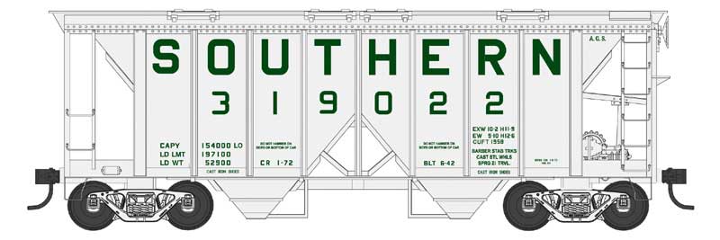 PREORDER Bowser N 38289 70-Ton 2-Bay Covered Hopper with Open Sides, Southern