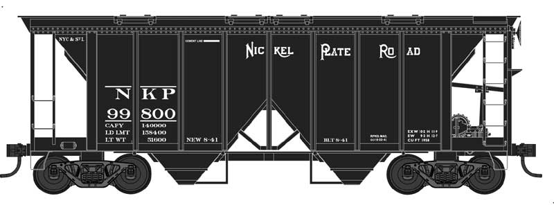 PREORDER Bowser N 38299 70-Ton 2-Bay Covered Hopper with Open Sides, Nickel Plate