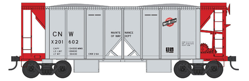 PREORDER Bowser N 38309 70-Ton 2-Bay Ballast Hopper with Open Sides, Chicago & North Western