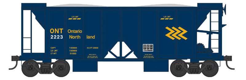 PREORDER Bowser N 38322 70-Ton 2-Bay Ballast Hopper with Open Sides, Ontario Northland