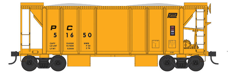 PREORDER Bowser N 38327 70-Ton 2-Bay Ballast Hopper with Closed Sides, Penn Central