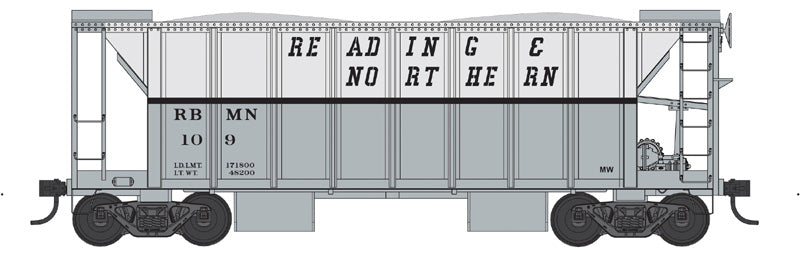 PREORDER Bowser N 38330 70-Ton 2-Bay Ballast Hopper with Closed Sides, Reading & Northern