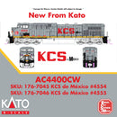 Kato 176-7046-DCC, GE AC4400CW Low Numberboards - DCC -- Kansas City Southern de Mexico