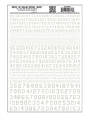 Woodland Scenics MG747 Dry Transfer Numbers Only, 45 Degree USA Gothic (Military Style), White
