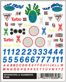 Woodland Scenics P306 PineCar Dry Transfers, Sponsors & Numbers