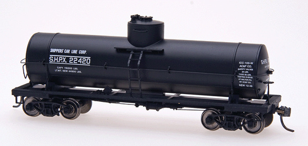 Intermountain Railway Company 33002 Type 103W 10,000-Gallon Welded Tank Car - Ready to Run -- Shippers Car Line SHPX (black), HO