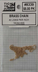 Tichy Train Group 8339 Brass Chain, 18" 45.7cm, 40 Links Per Inch