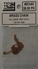 Tichy Train Group 8340 Brass Chain, 18" 45.7cm, 32 Links Per Inch