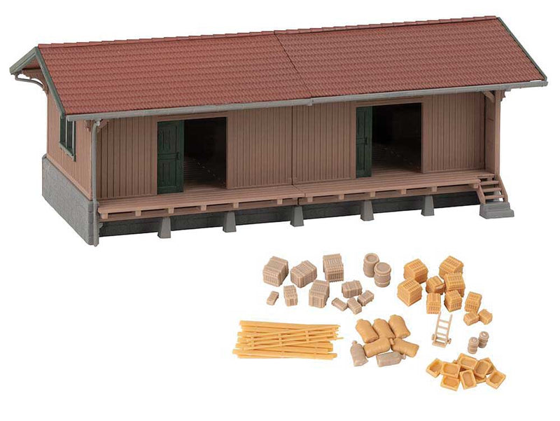 Faller Gmbh 120098 Wood Freight House/Goods Shed -- Kit - 6-1/4 x 3-5/16 x 2-5/16" 16 x 8.4 x 5.9cm, HO Scale