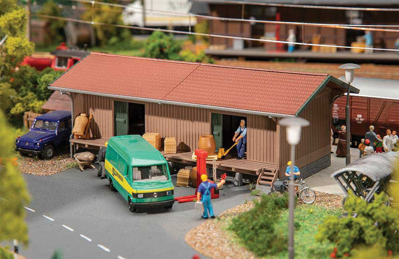 Faller Gmbh 120098 Wood Freight House/Goods Shed -- Kit - 6-1/4 x 3-5/16 x 2-5/16" 16 x 8.4 x 5.9cm, HO Scale