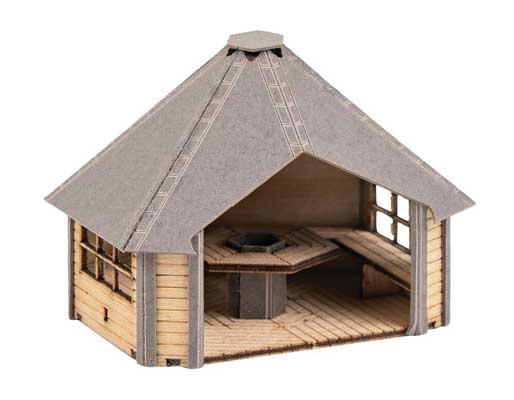 Faller Gmbh 180311 Barbecue Hut -- Laser-Cut Wood Kit - 1-15/16 x 1-7/8 x 1-1/2" 4.9 x 4.7 x 3.8cm, HO Scale