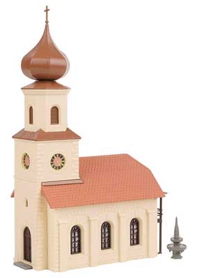 Faller Gmbh 190082 Idyll Village Set -- Kit - Includes Church, House and Cafe w/Fountain, HO Scale