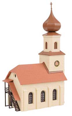 Faller Gmbh 190082 Idyll Village Set -- Kit - Includes Church, House and Cafe w/Fountain, HO Scale