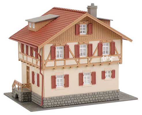 Faller Gmbh 190082 Idyll Village Set -- Kit - Includes Church, House and Cafe w/Fountain, HO Scale