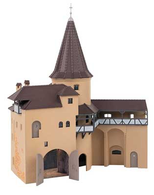 Faller Gmbh 130825 Old-Town Wall Powder Tower with Walkway -- Kit - 8-1/16 x 5-7/8 x 10-1/4" 20.5 x 15 x 26cm, HO Scale