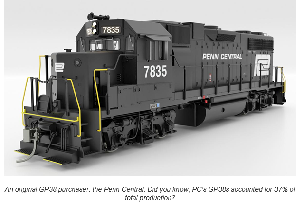 PREORDER Rapido 38523 HO EMD GP38 Low Nose - Sound and DCC -- Penn Central