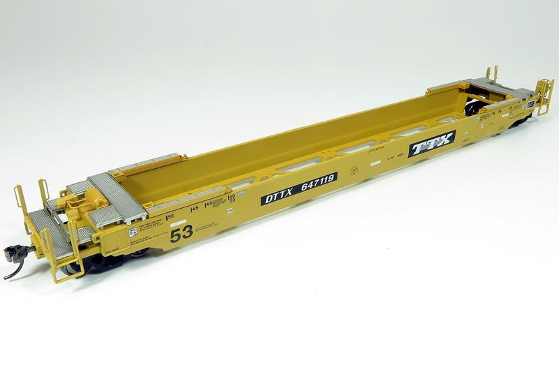 PREORDER Rapido 401061A HO Gunderson 53' Husky Stack Well Car with Containers - Ready to Run -- TTX (As-Delivered, yellow, black)