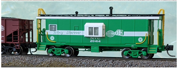 Bluford Shops 40160 International Car Half-Bay Window Caboose - Ready to Run -- New York Central 20284 (Safety Green, white, ALERT graphics, Safety Wherever), N Scale