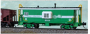 Bluford Shops 40161 International Car Half-Bay Window Caboose - Ready to Run - New York Central 20414 (Safety Green, white, ALERT graphics, Safety Wherever), N Scale