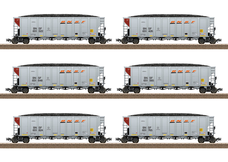 PREORDER Minitrix HO 24911 Coal Hopper with Loads, Burlington Northern Santa Fe (6-Pack)