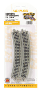 Bachmann Trains N 44849 Auto-Reversing Track with Nickel Silver Rail & Gray Roadbed, E-Z Track, 11-1/4" Radius Curve (6)