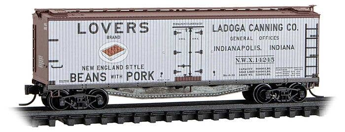 Micro-Trains N 049 00 990 40' Double-Sheathed Wood Reefer with Vertical Brake Wheel, Ladoga Canning NWX