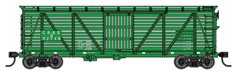 PREORDER Walthers Mainline HO 910-41505 40' Wood Stock Car with Dreadnaught Ends, Chicago Burlington & Quincy