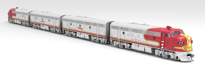 BLI 8160 EMD F3 A/B Set, ATSF 25L/25A, Warbonnet Scheme, 1960's Configuration, A-unit Paragon4 Sound/DC/DCC, Unpowered B, HO