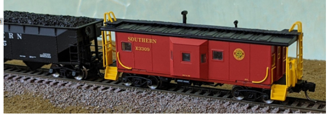 Bluford Shops 41140 International Car Bay Window Caboose Phase 1 - Ready to Run -- Southern Railway X3301 (Transition-Era, red, yellow Roman Lettering, SR Logo), N Scale