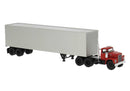 Brekina HO 86305 1960-1976 Dodge LCF CT900 Semi Tractor with Van Trailer, Assembled, Red with Gray Trailer