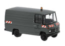 PREORDER Brekina HO 36853 1980s Mercedes-Benz L 406 D Cargo Van, Assembled, Fermeldedienstes der DBP (gray, German Lettering)