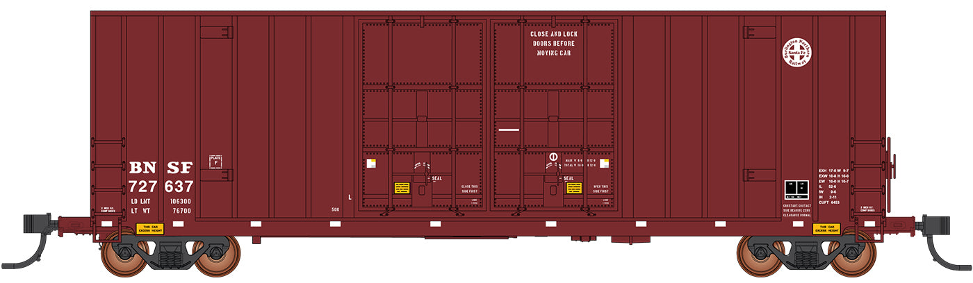 PREORDER Intermountain N 6131002-02 Gunderson 50' Hi-Cube Double-Plug-Door Boxcar Modern Ends, Burlington Northern Santa Fe